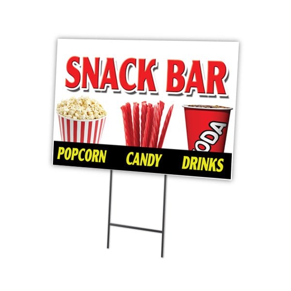 Signmission Snack Bar Candy Popcorn Yard & Stake outdoor plastic coroplast window, 1216 Snack Bar Candy Popcorn C-1216 Snack Bar Candy Popcorn - main